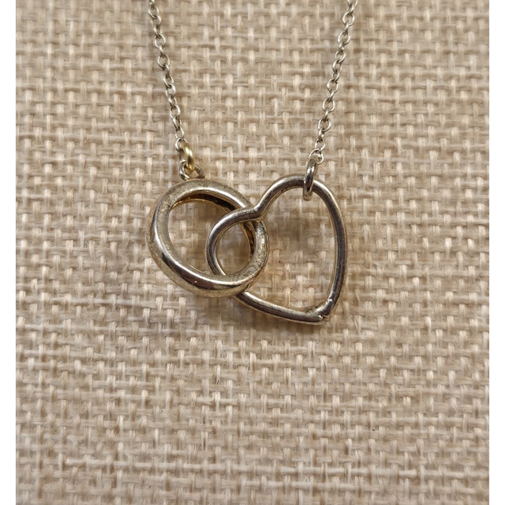 Vintage Sterling Silver Open Heart‎ Love Necklace Adjustable 19.5-21.5" - Picture 3 of 7